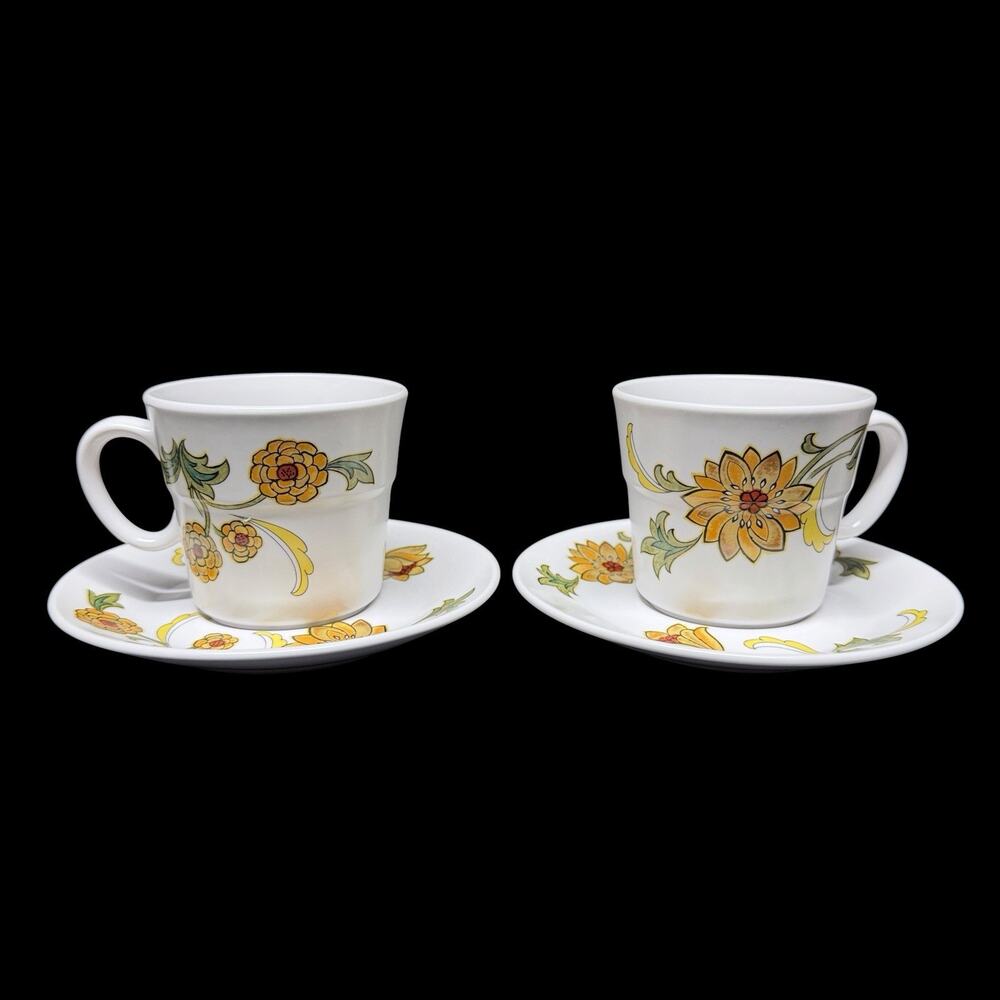 Vtg Noritake Progression Aloha 9023 Tea Cup Coffee Mug Saucer Japan Lot of 2